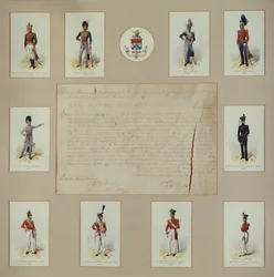 Ten Coloured Engravings of Officers in Uniform